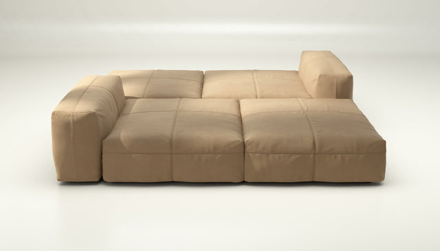 vetsak | Sofa Set 08 - Daybed - leather - creme | Modular Sofa | 6 Seater | Outdoor Island | Double lounger