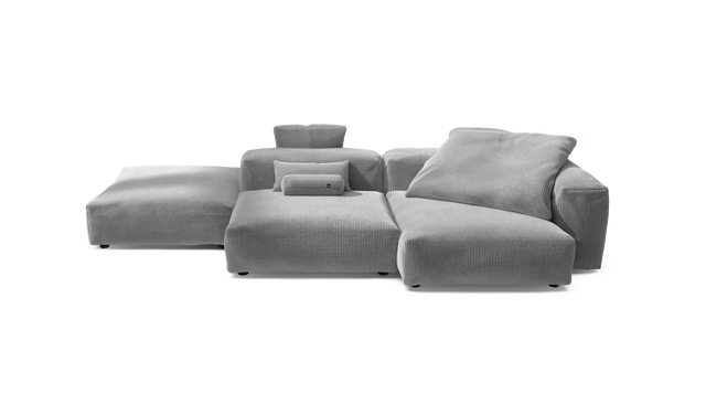 vetsak | Sofa Set 09 - The Island - Cord Velour - Light Grey | Modulares Sofa | 7 Sitzer | Sofa Island