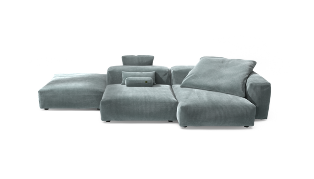 vetsak | Sofa Set 09 - The Island - Cord Velour - Mint | Modulares Sofa | 7 Sitzer | Sofa Island