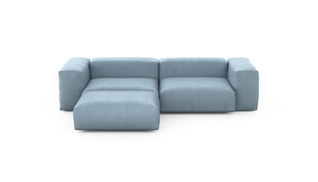 Preset three module chaise sofa - herringbone - light blue - 272cm x 199cm