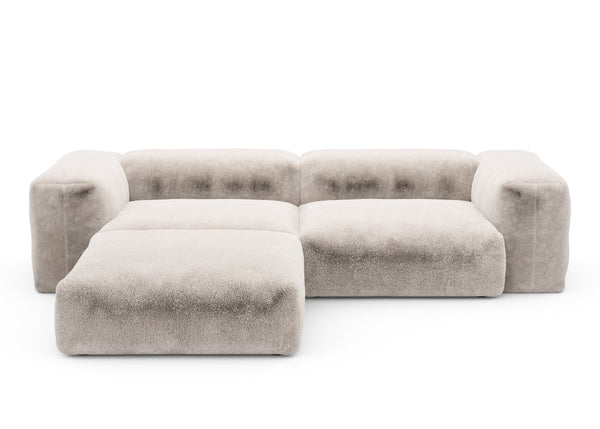 Preset three module chaise sofa - faux fur - beige - 272cm x 220cm