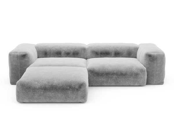 Preset three module chaise sofa - faux fur - grey - 272cm x 220cm