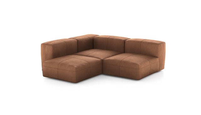 Preset three module corner sofa - leather - brown - 199cm x 199cm