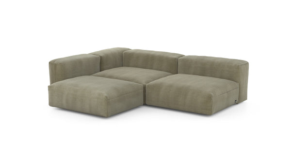 Preset three module corner sofa - cord velours - khaki - 220cm x 220cm