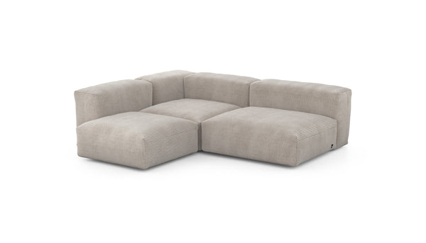 Preset three module corner sofa - cord velours - platinum - 241cm x 199cm