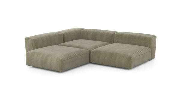 Preset three module corner sofa - cord velours - khaki - 241cm x 241cm