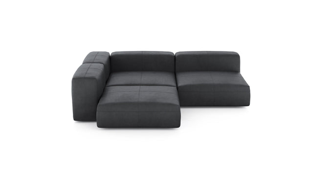 Preset three module corner sofa - leather - dark grey - 241cm x 241cm