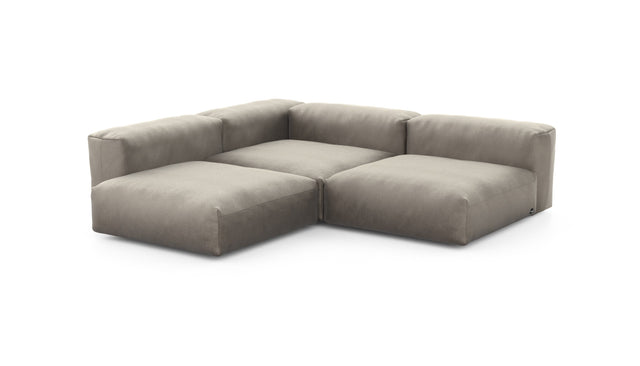 Preset three module corner sofa - velvet - stone - 241cm x 241cm