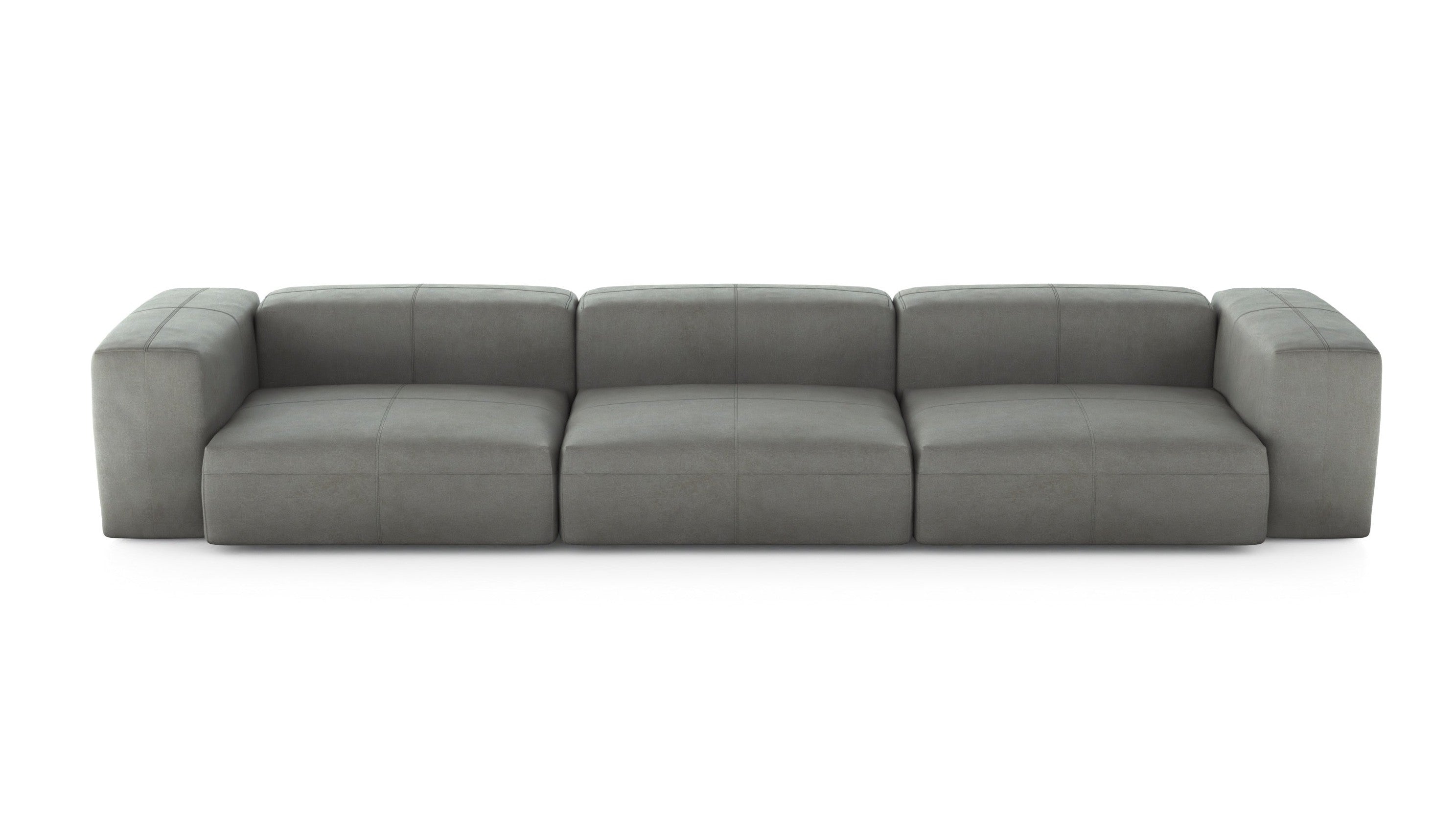 three module sofa leather light grey 377cm x 115cm Default Title