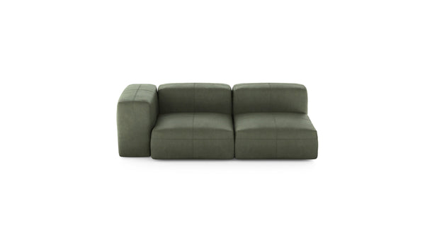 Preset two module chaise sofa - leather - olive - 199cm x 115cm