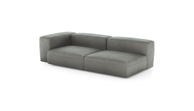 Preset two module chaise sofa - leather - light grey - 241cm x 115cm