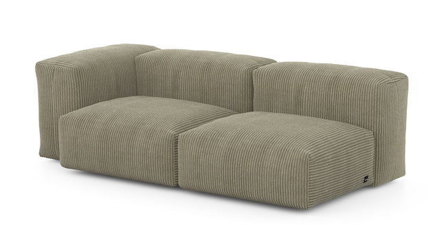 Preset two module chaise sofa - 199 x 94 - cord velour - khaki