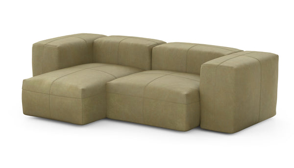 Preset two module chaise sofa - 209 x 115 - leather - olive