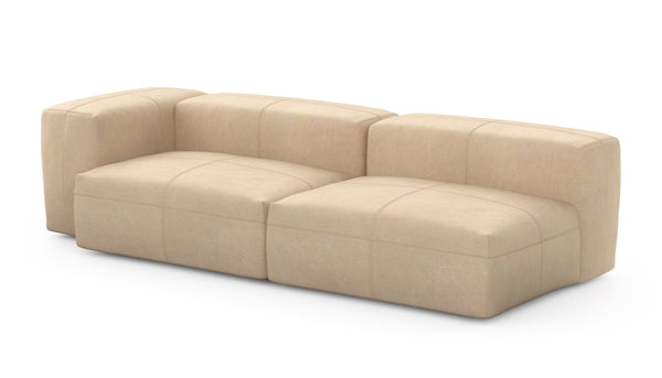 Preset two module chaise sofa - 241 x 94 - leather - beige