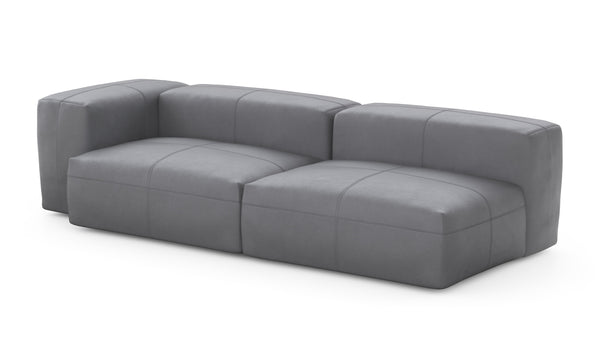 Preset two module chaise sofa - 241 x 94 - leather - dark grey