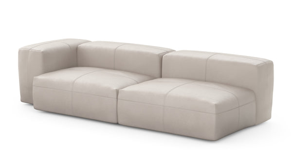 Preset two module chaise sofa - 241 x 94 - leather - light grey