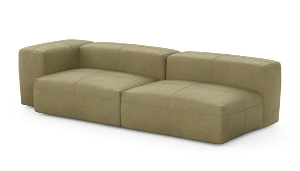Preset two module chaise sofa - 241 x 94 - leather - olive