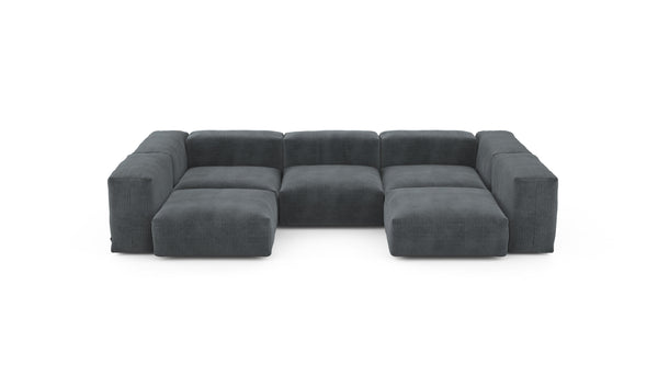 Preset u-shape sofa - cord velours - dark grey - 314cm x 199cm
