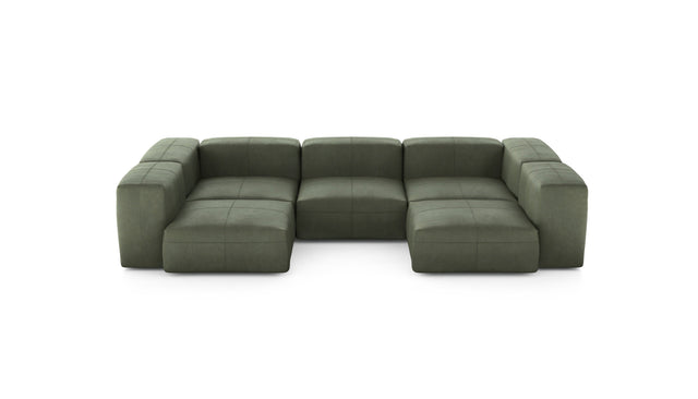 Preset u-shape sofa - leather - olive - 314cm x 199cm