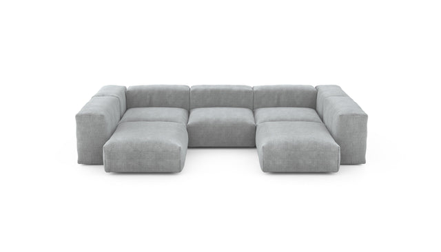 Preset u-shape sofa - cord velours - light grey - 314cm x 220cm