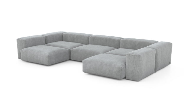 Preset u-shape sofa - cord velours - light grey - 377cm x 199cm