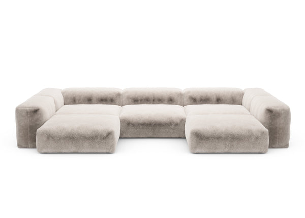 Preset u-shape sofa - faux fur - beige - 377cm x 241cm