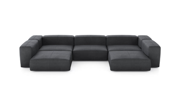 Preset u-shape sofa - leather - dark grey - 377cm x 241cm