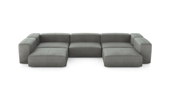 Preset u-shape sofa - leather - light grey - 377cm x 241cm