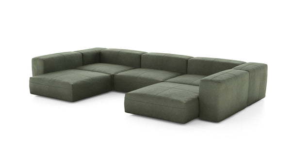 Preset u-shape sofa - leather - olive - 377cm x 241cm