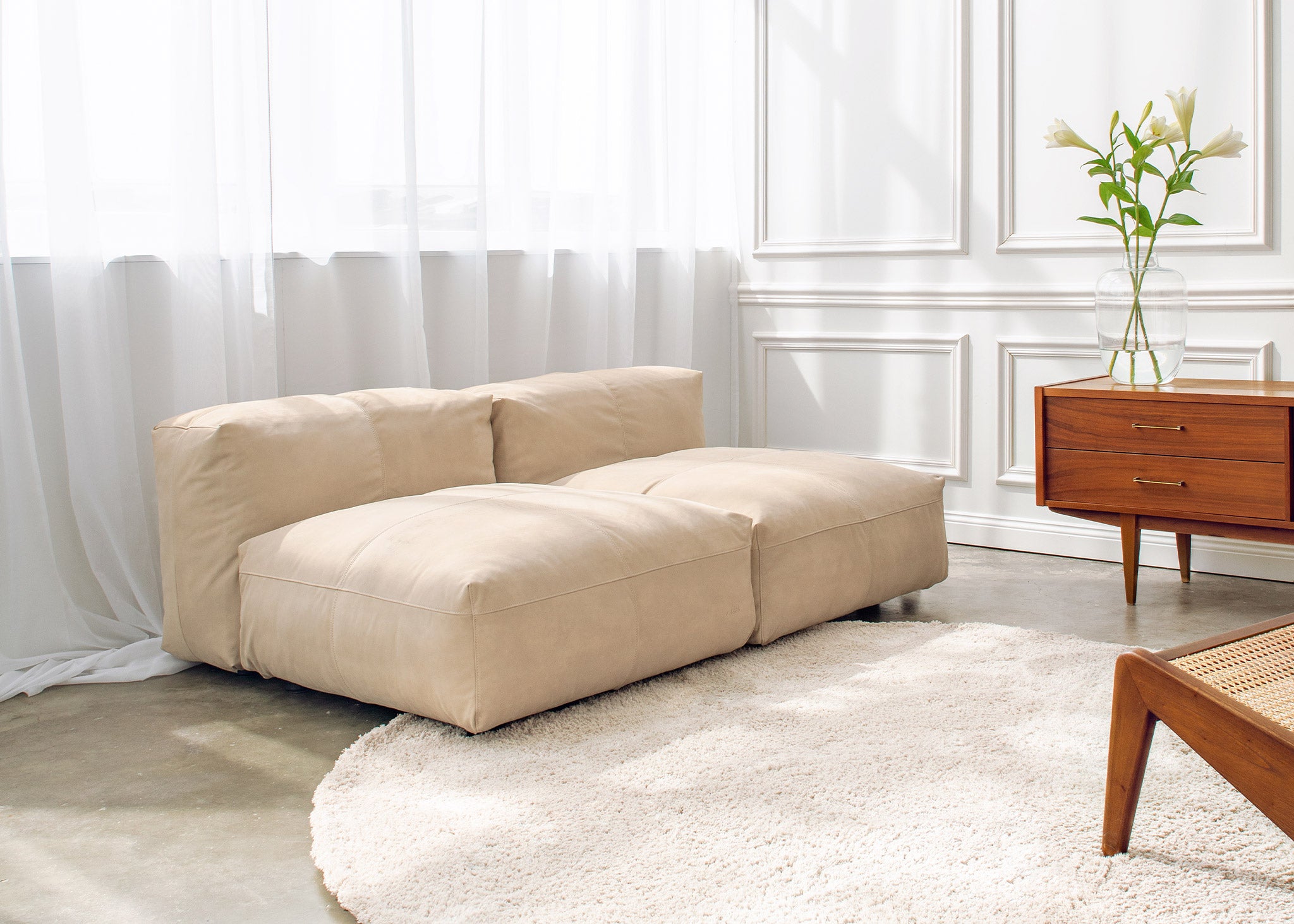 vetsak®-Three Seat Sofa L Leather beige