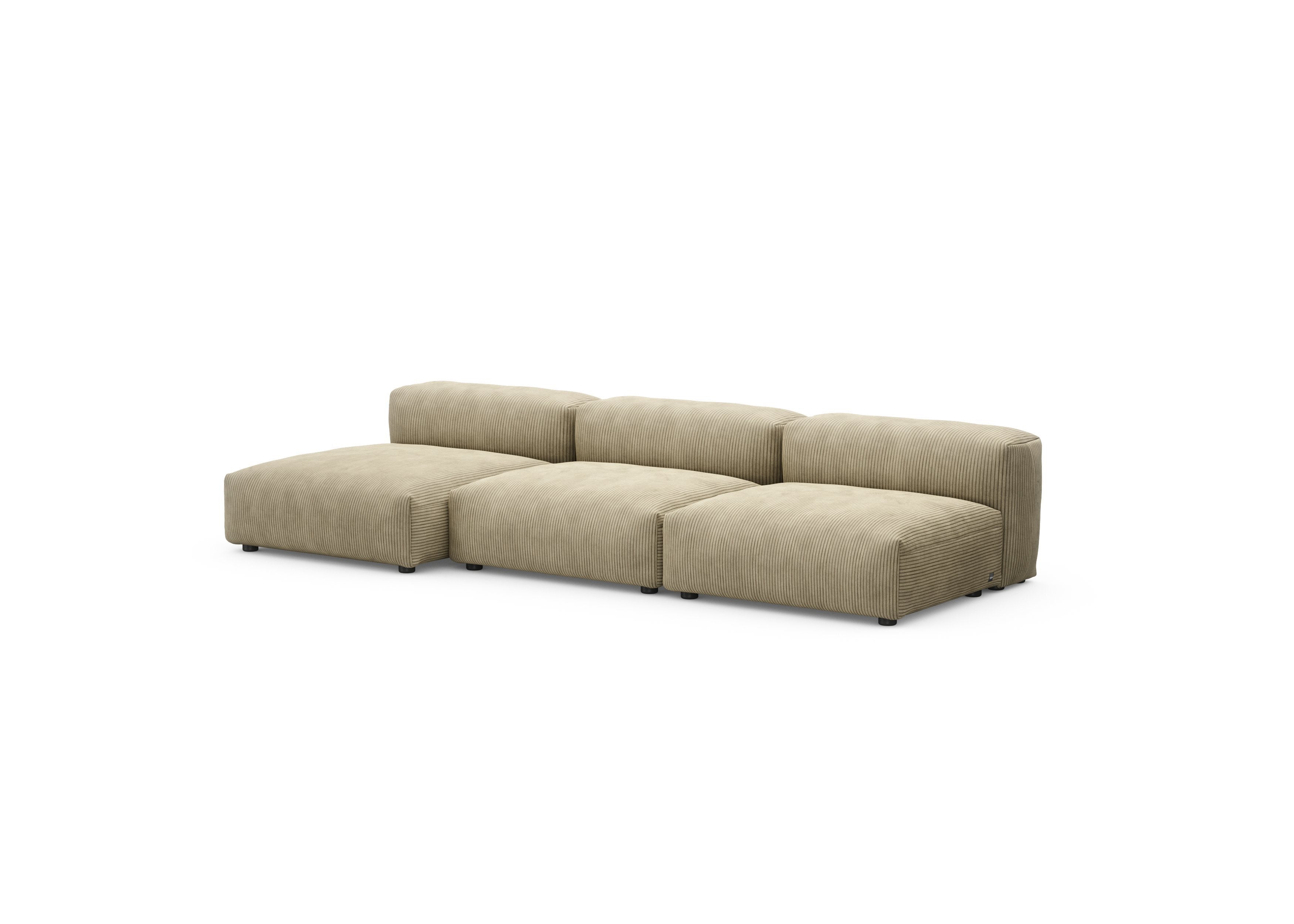 vetsak®-Three Seat Sofa L Cord Velours khaki