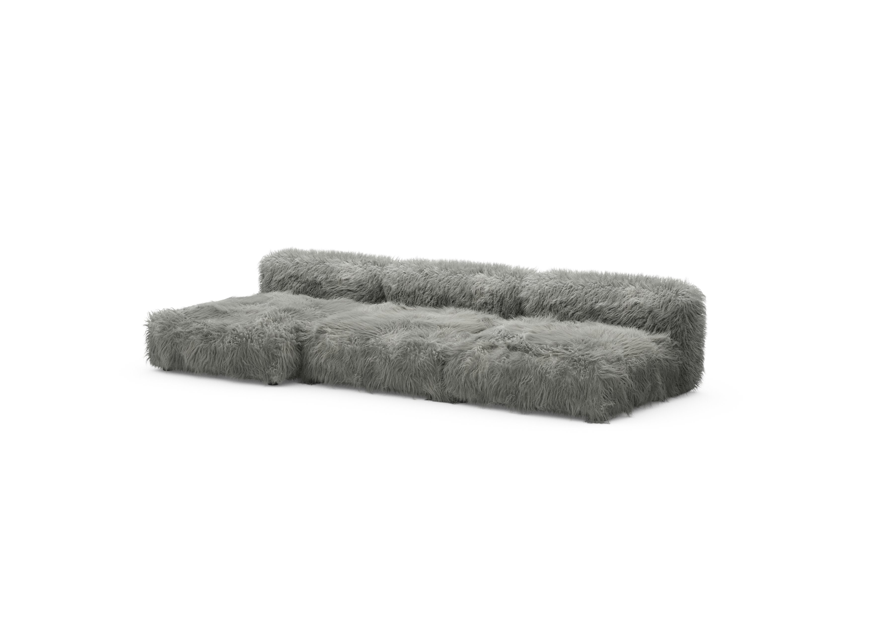 vetsak®-Three Seat Sofa L Flokati grey