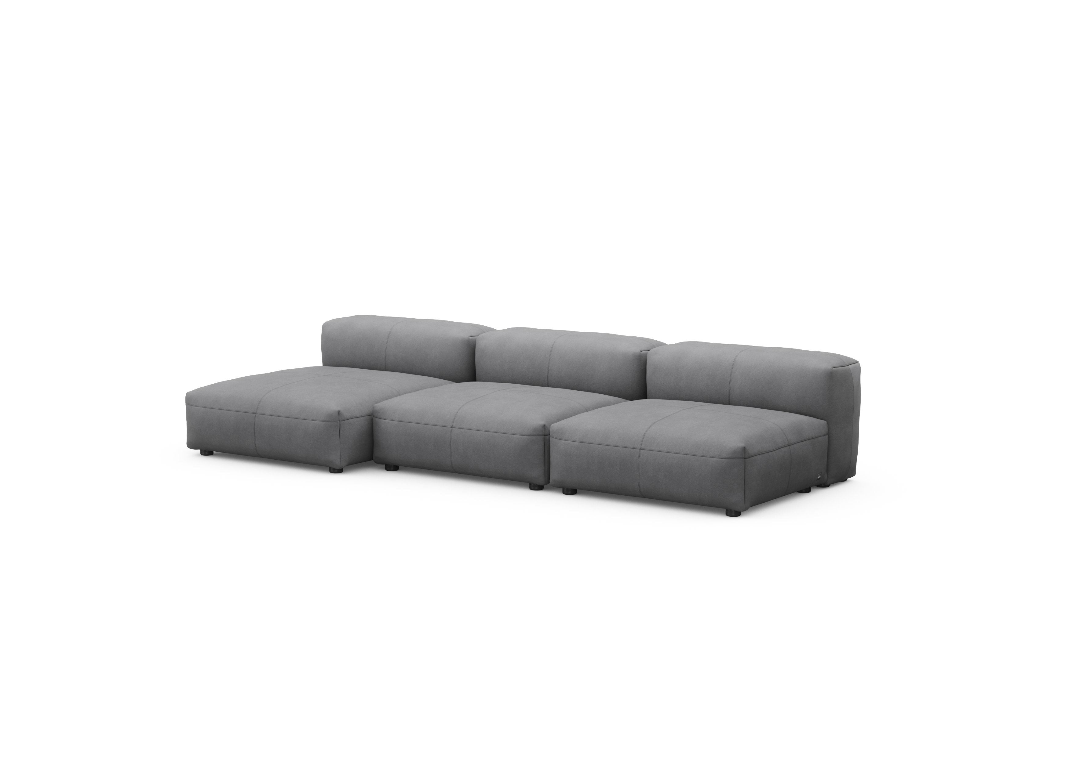 vetsak®-Three Seat Sofa L Leather dark grey
