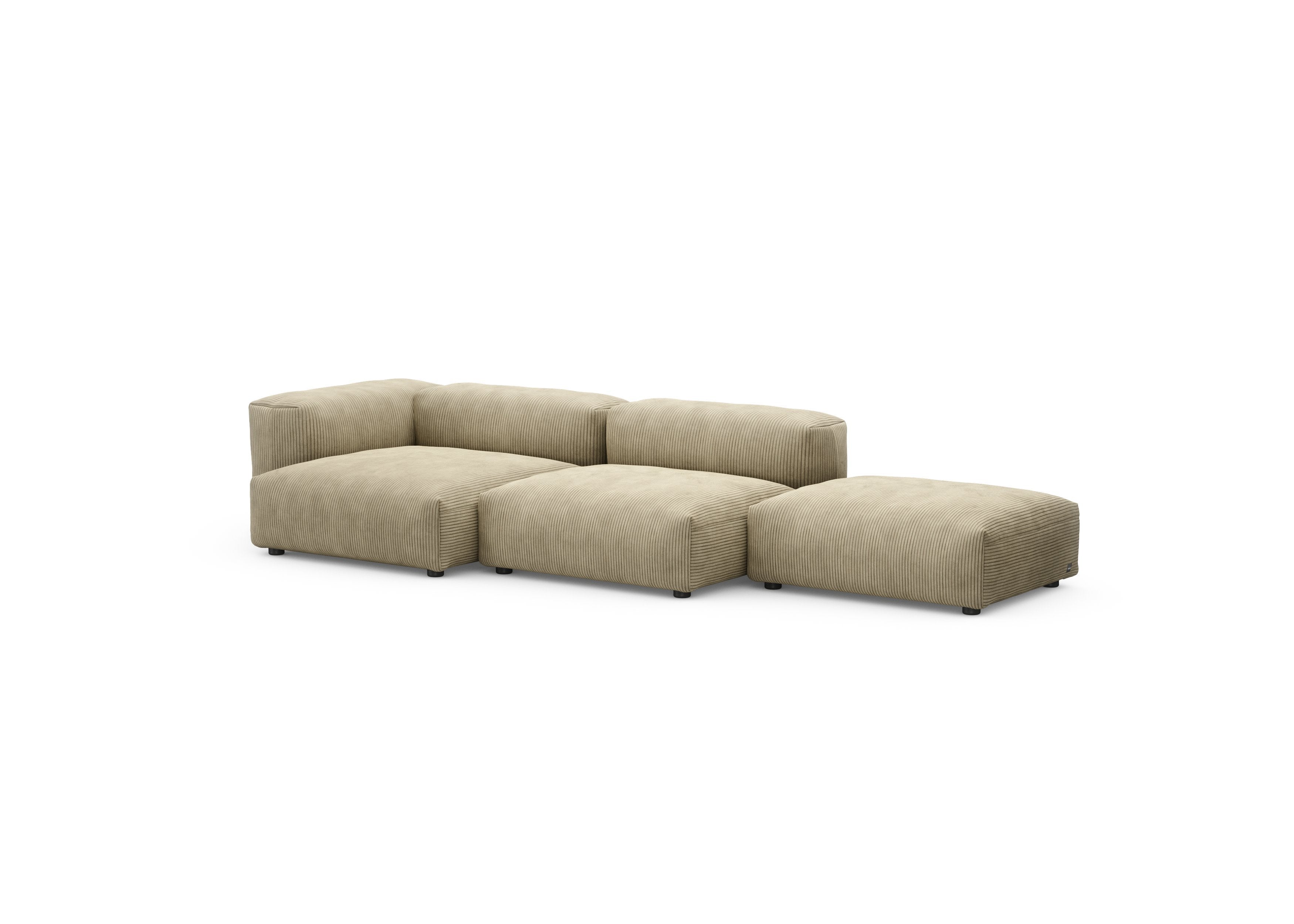 vetsak®-Three Seat Sofa L Cord Velours khaki