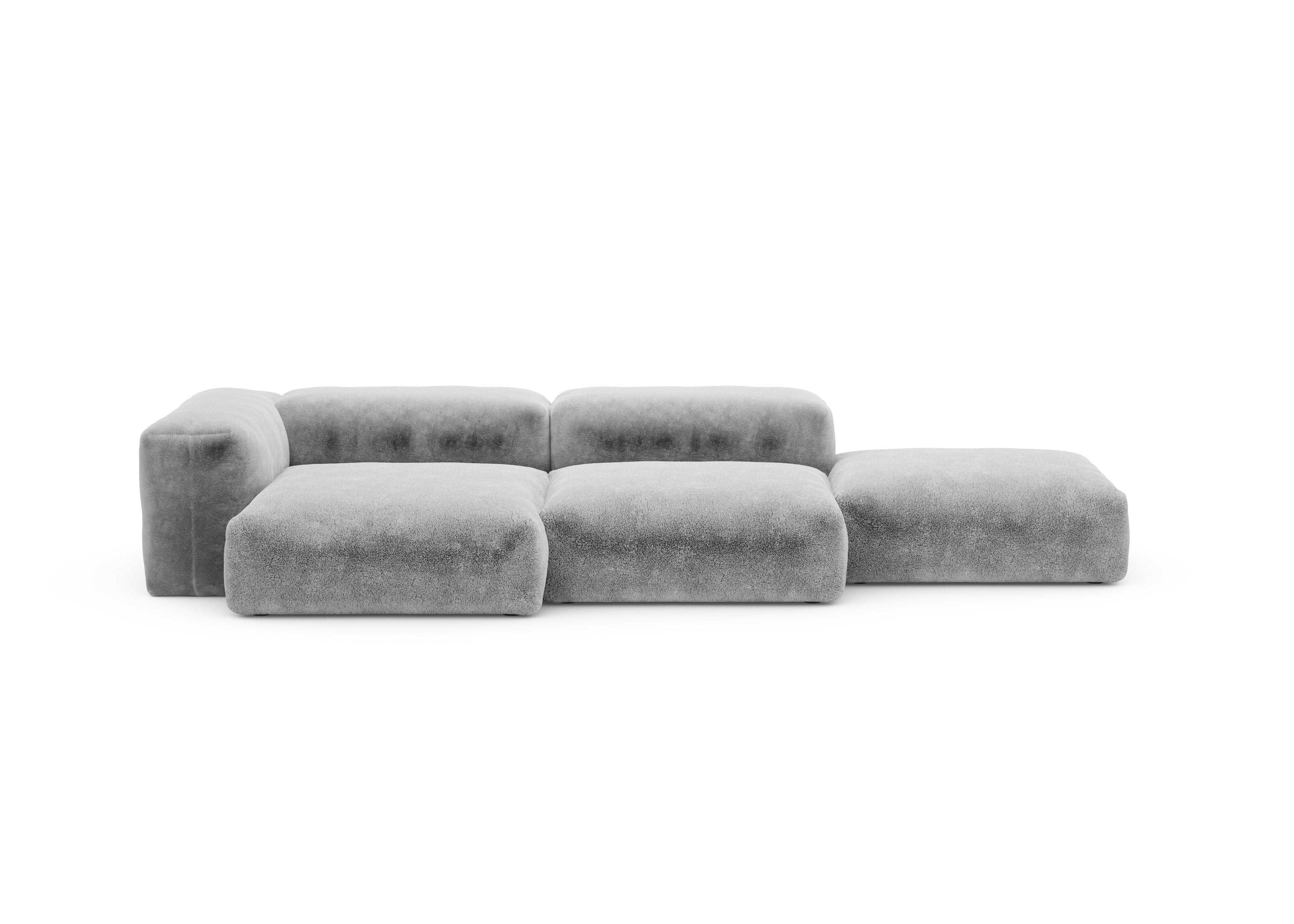vetsak®-Three Seat Sofa L Faux Fur grey