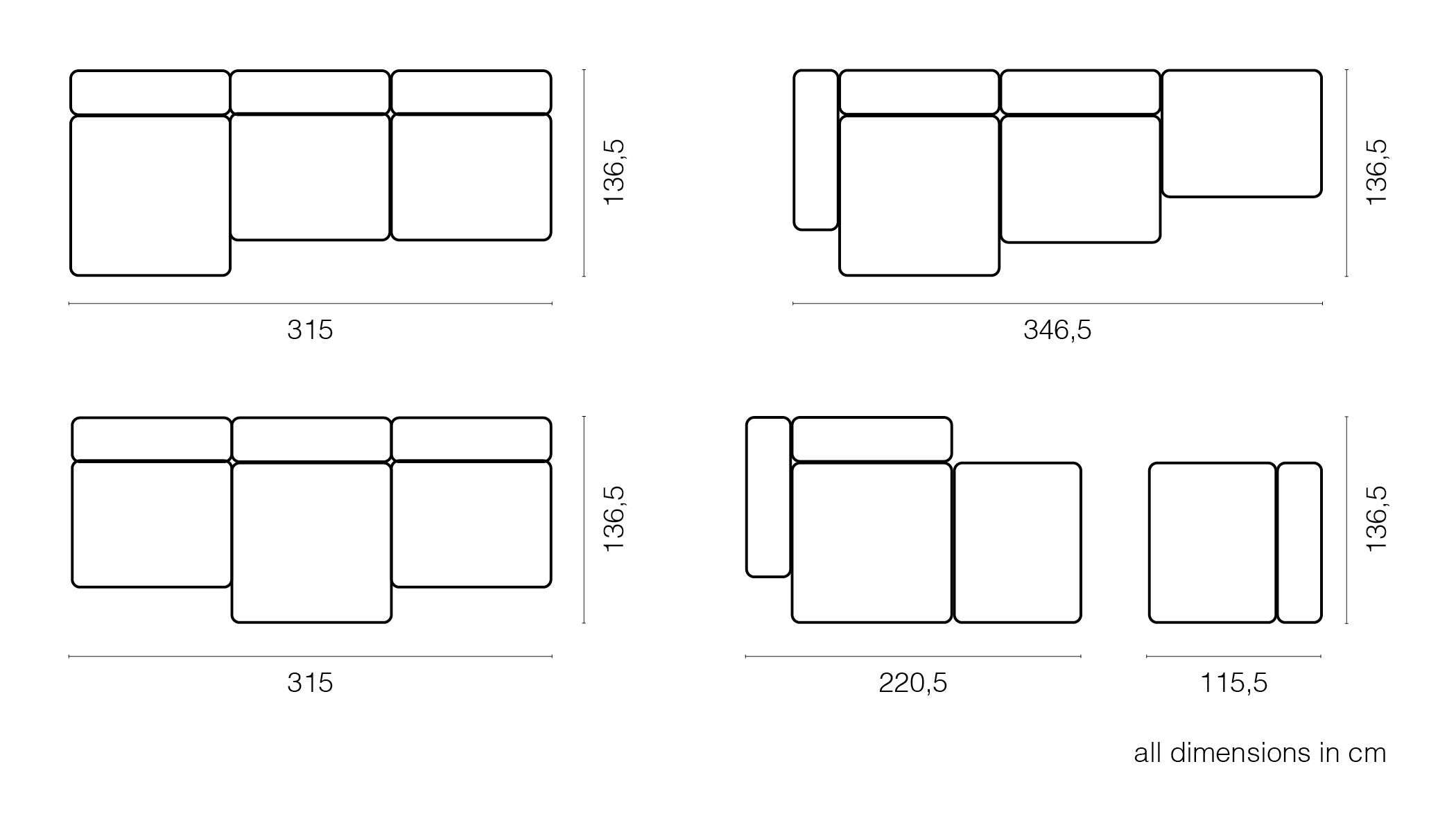 vetsak®-Three Seat Sofa L Velvet light grey
