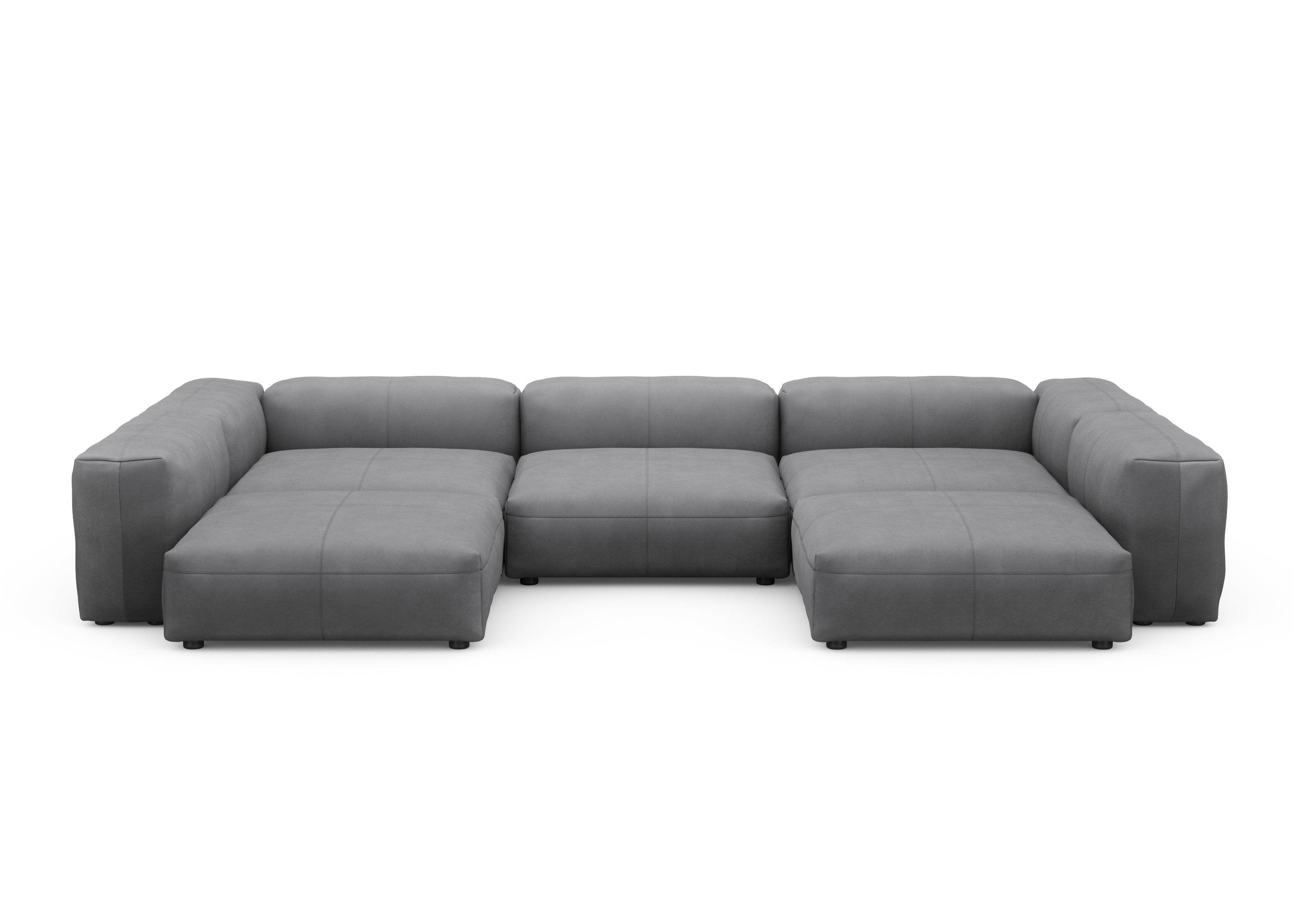 vetsak®-U-Shape Sofa L Leather dark grey