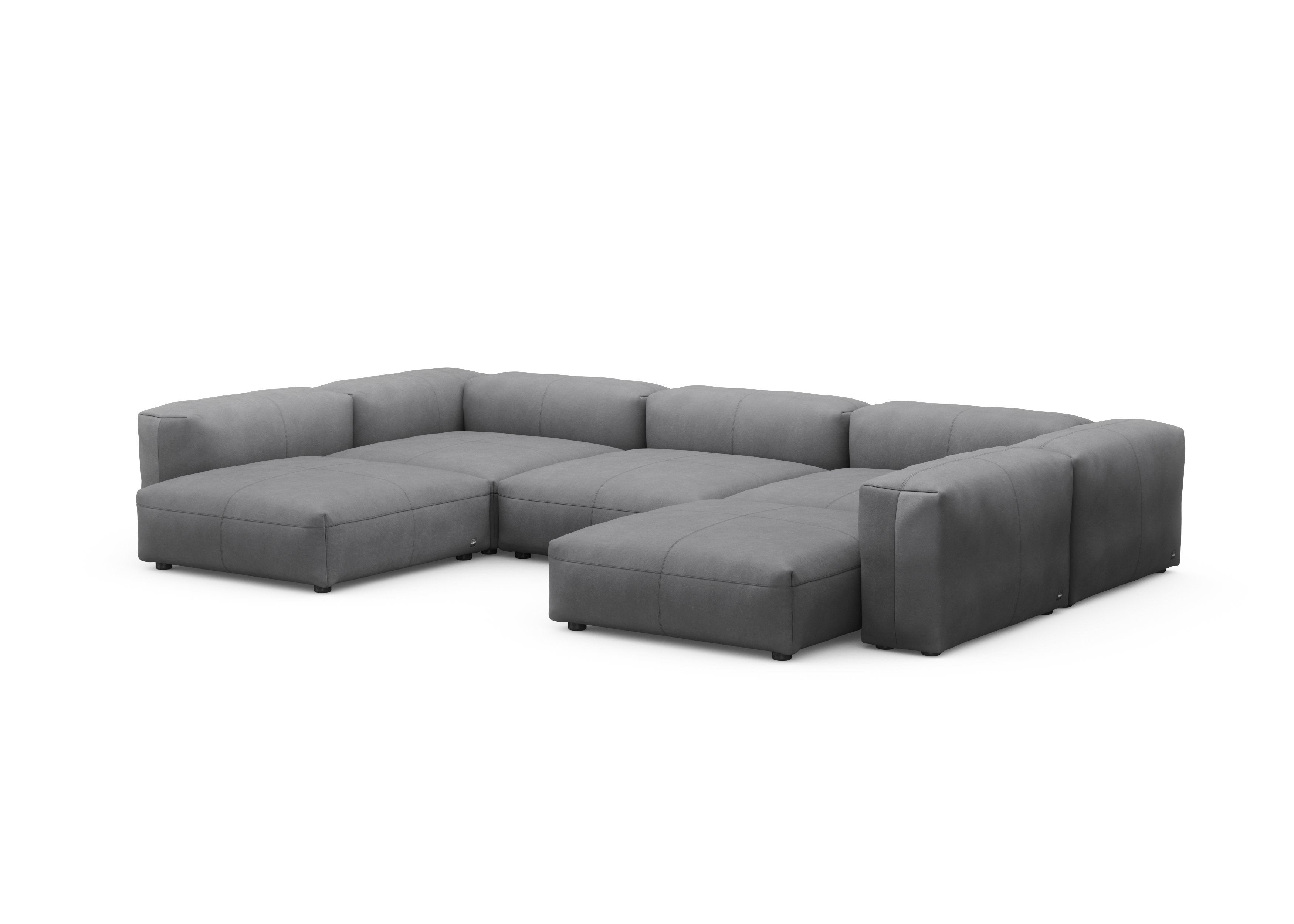 vetsak®-U-Shape Sofa L Leather dark grey