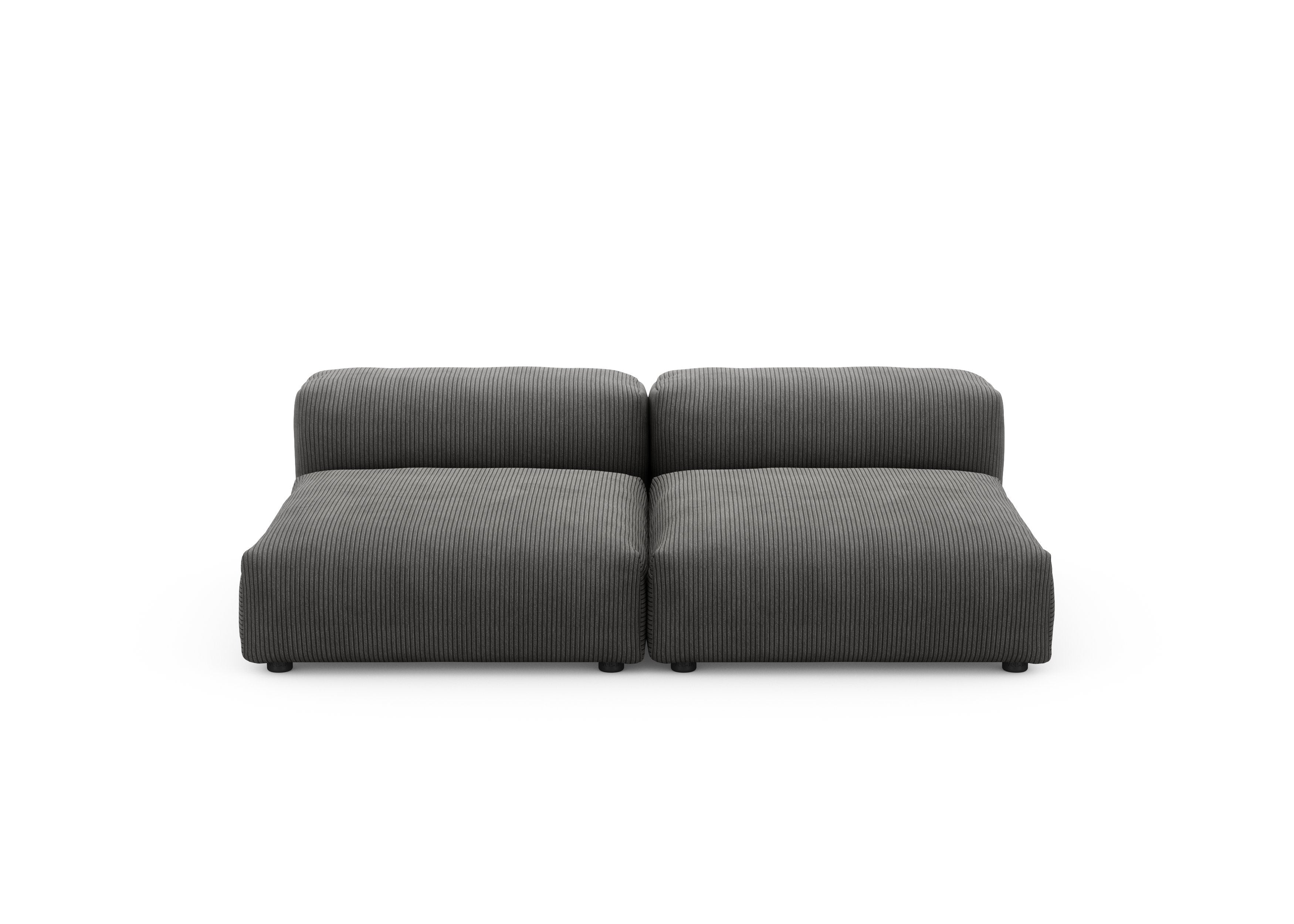 vetsak®-Two Seat Lounge Sofa L Cord Velours dark grey