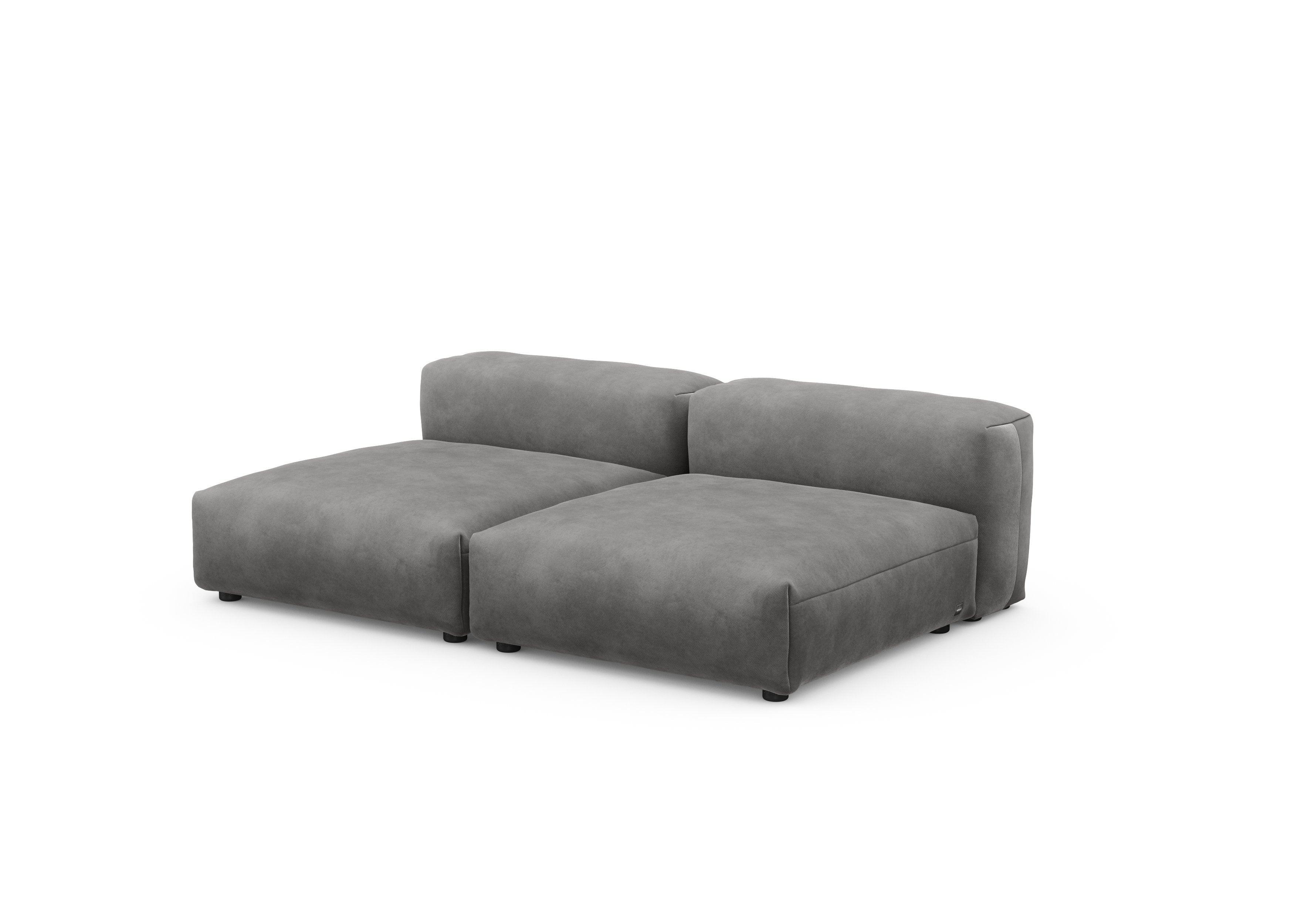 vetsak®-Two Seat Lounge Sofa L Velvet dark grey