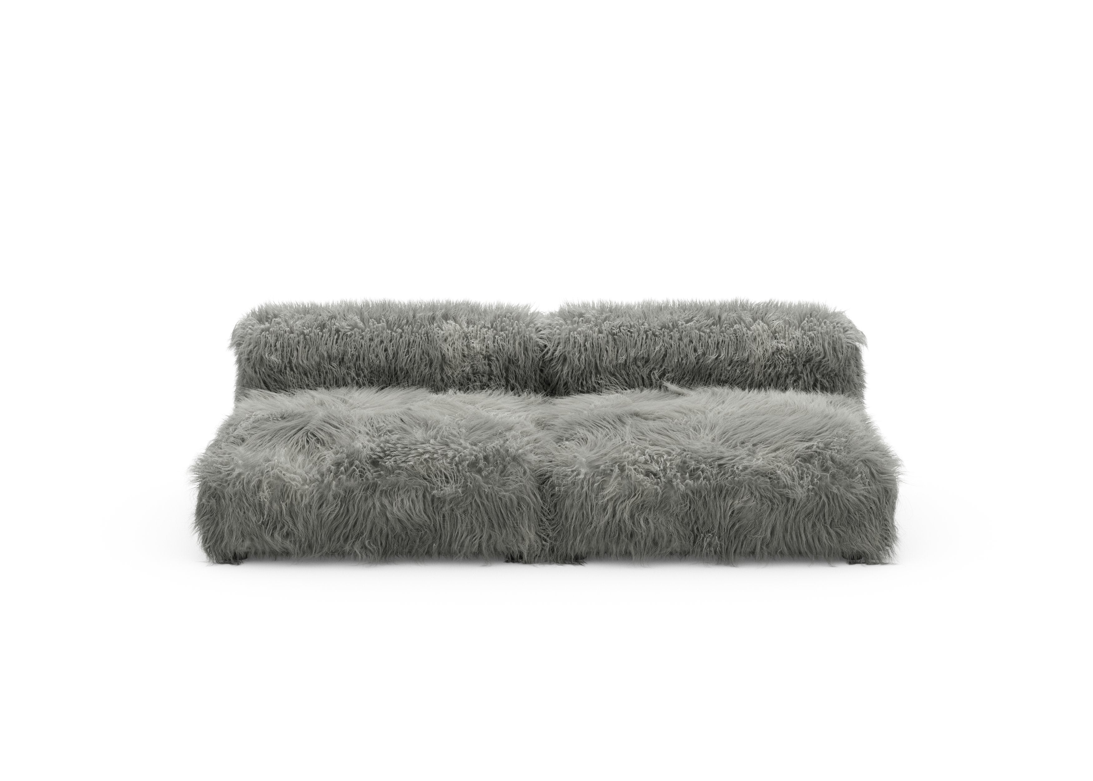 vetsak®-Two Seat Lounge Sofa M Flokati grey
